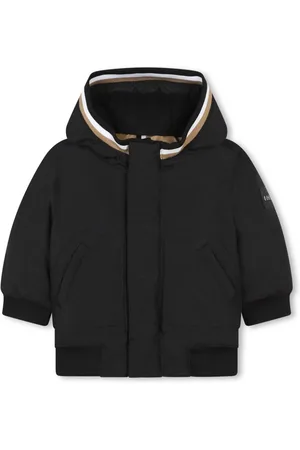 HUGO BOSS Parka med hætte og stribet kant