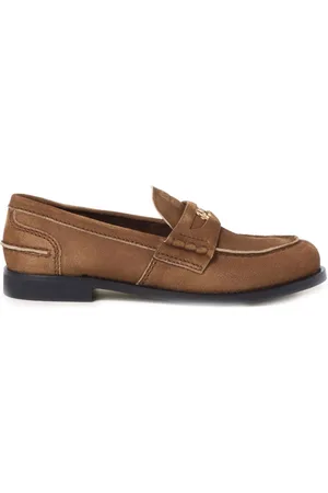 Miu Miu Loafers i ruskind med møntplade