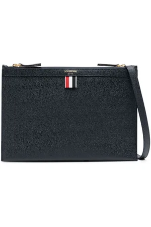 Thom Browne Crossbody-taske i læder med logotryk