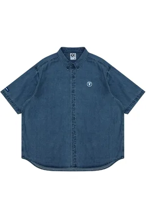 A Bathing Ape Denimskjorte med logoapplikation