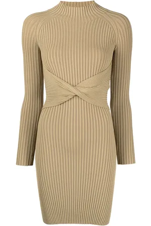 DION LEE Kort ribstrikket kjole med snoet detalje