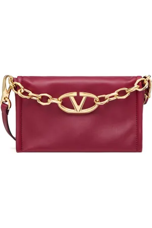 VALENTINO GARAVANI Clutch i læder med VLogo-kæde