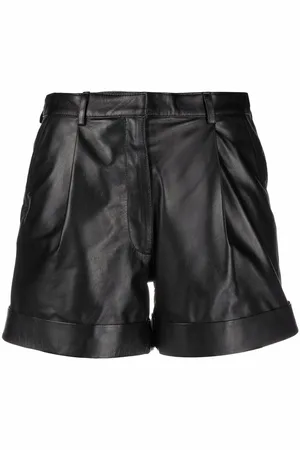 Manokhi Højtaljede Jett lædershorts