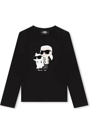 Karl Lagerfeld Langærmet T-shirt med Ikonik Karl-tryk