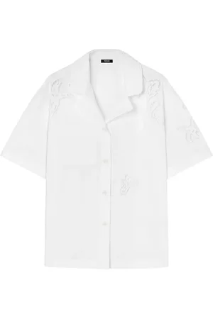 VERSACE Skjorte i bomuld med Sangallo-broderi