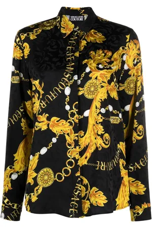 VERSACE Skjorte i satin med Chain Couture-tryk