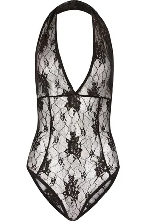 Nina Ricci Bodysuit med halterneck og blomstrede blonder