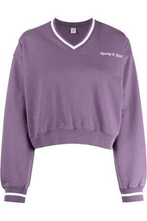 Sporty & Rich Sweatshirt med broderet logo og V-hals