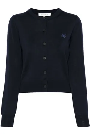 Maison Kitsuné Uldcardigan med logoapplikation