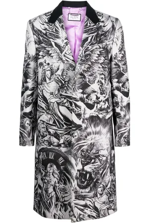 Philipp Plein Uldfrakke med tattoo-tryk