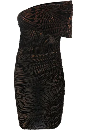 MUGLER Flocked mini kjole med off-shoulder-snit
