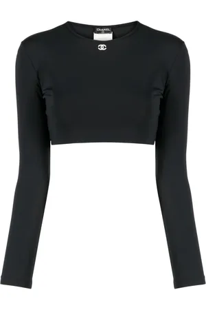 CHANEL Langærmet top med CC-broderi fra 1995