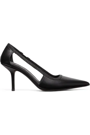 Brunello Cucinelli Læderpumps med udskæringsdetalje og Monili-kant