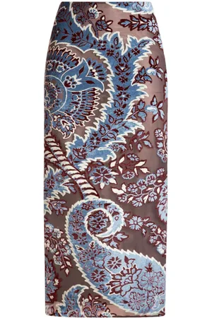 Etro Mellemlang nederdel i velour med tyl og jacquard