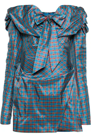 Vivienne Westwood Kort skotskternet kjole med off-shoulder-snit