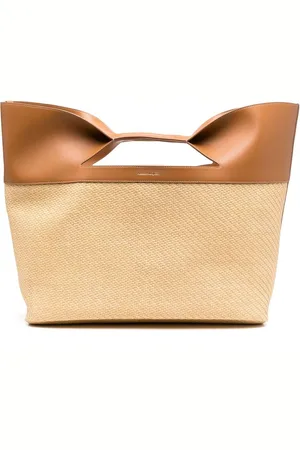 Alexander McQueen The Bow vævet tote i strå