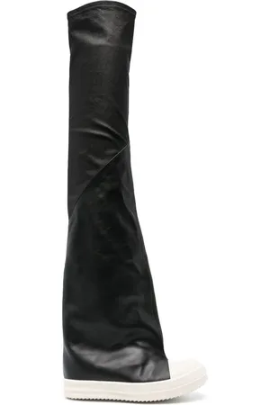 Rick Owens 30mm lårhøje støvler med kontrastfarvet tå