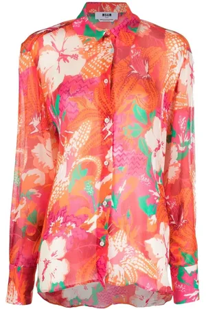 Msgm Skjorte i crepe med blomstertryk
