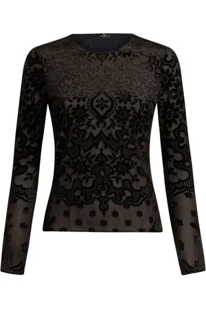 Etro Top i velour med tyl og jacquard
