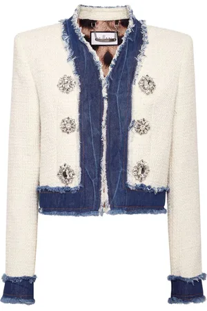 Philipp Plein Jakke i tweed med krystaludsmykning