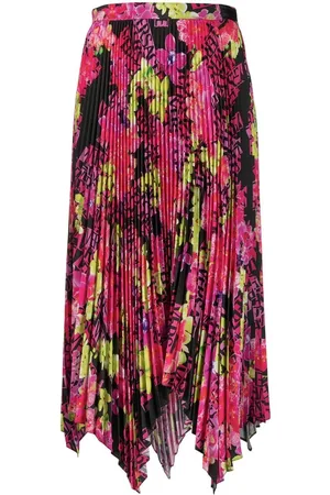 VERSACE Plisseret nederdel med blomstertryk