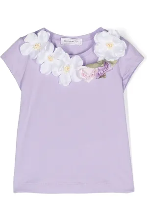 MONNALISA T-shirt med rund hals og blomsterdetalje