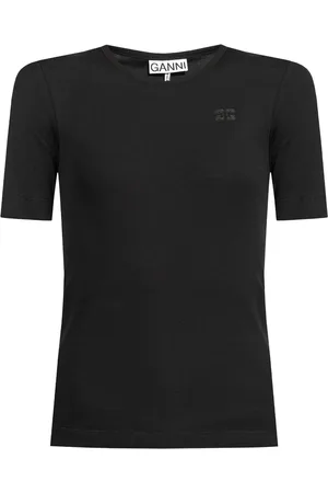Ganni T-shirt med logoapplikation