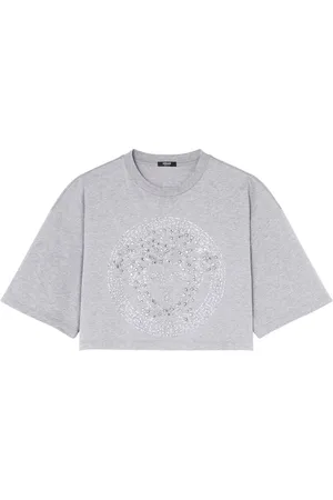 VERSACE Cropped Crystal Medusa T-shirt