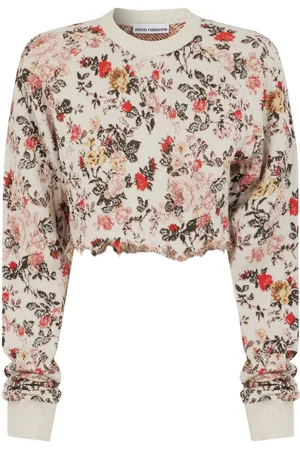 Paco rabanne Cropped sweatshirt med blomstertryk