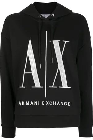 Armani Exchange Hættetrøje med broderet logo og ribbet detalje