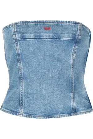 Diesel Stropløs cropped DE-VILLE top i denim