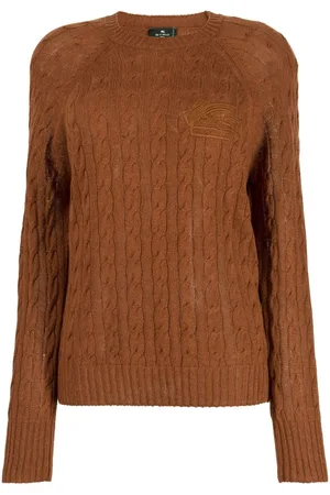 Etro Kabelstrikket trøje med logo-broderi
