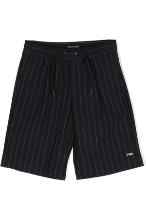 Emporio Armani Stribede shorts med broderet logo