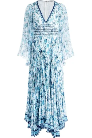 ALICE+OLIVIA Lang Sion Sunburst kjole