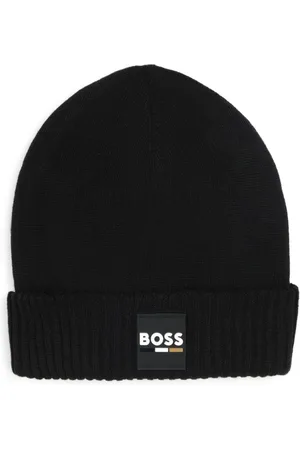 HUGO BOSS Strikket hue med logomærke