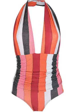 AMIR SLAMA Colourblocked badedragt med halterneck