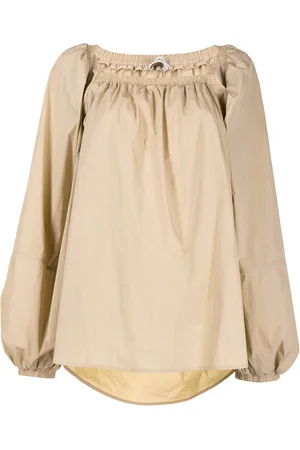 GOEN.J Bluse med pufærmer og off-shoulder-snit