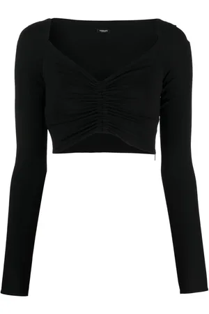 VERSACE Cropped bluse med V-hals