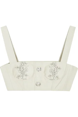 Giambattista Valli Cropped blomstret jacquard-top