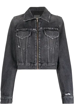 Givenchy Denimjakke med slitageeffekt og lynlås