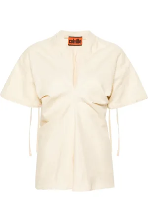 Colville Bluse i kanvas med V-hals
