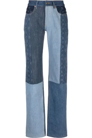 Marine Serre Patchwork-jeans med lige ben
