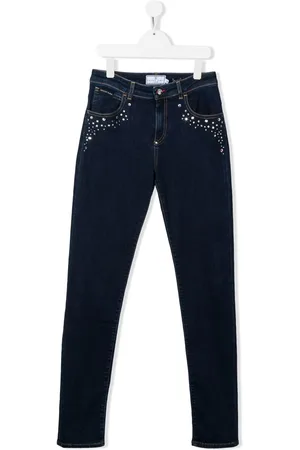 Philipp Plein TEEN jeans med krystaludsmykning og logotryk