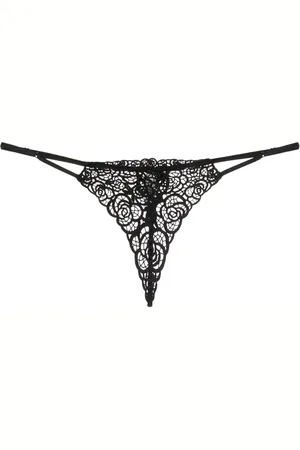 FLEUR DU MAL Rose-broderet g-streng med V-rem