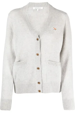 Maison Kitsuné Cardigan med V-hals og logomærke