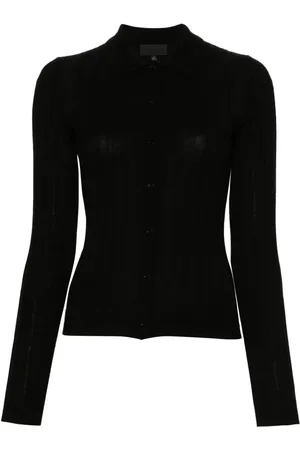 NILI LOTAN Ribbet Alivia cardigan i merinould og silke
