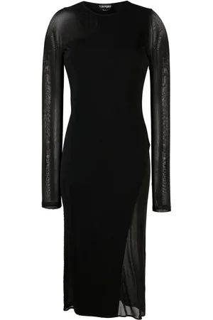 Tom Ford Semi-gennemsigtig midi-kjole med paneler