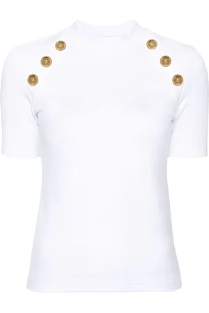 Balmain T-shirt med dekorativ knap