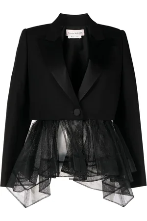 Alexander McQueen Enkeltradet blazer med tylindlæg