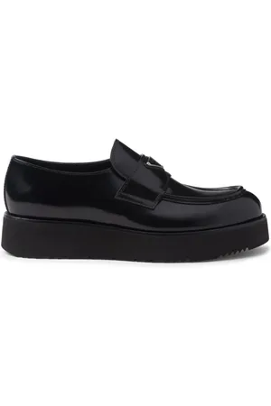 Prada Læderloafers med logoplade